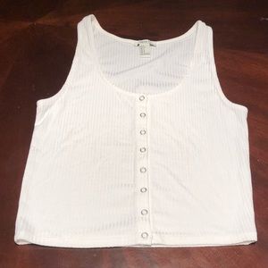 White Button-Up Tank Top
